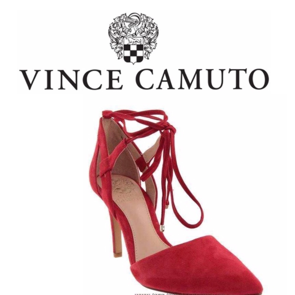 VINCE CAMUTO Red Suede Tie Heels